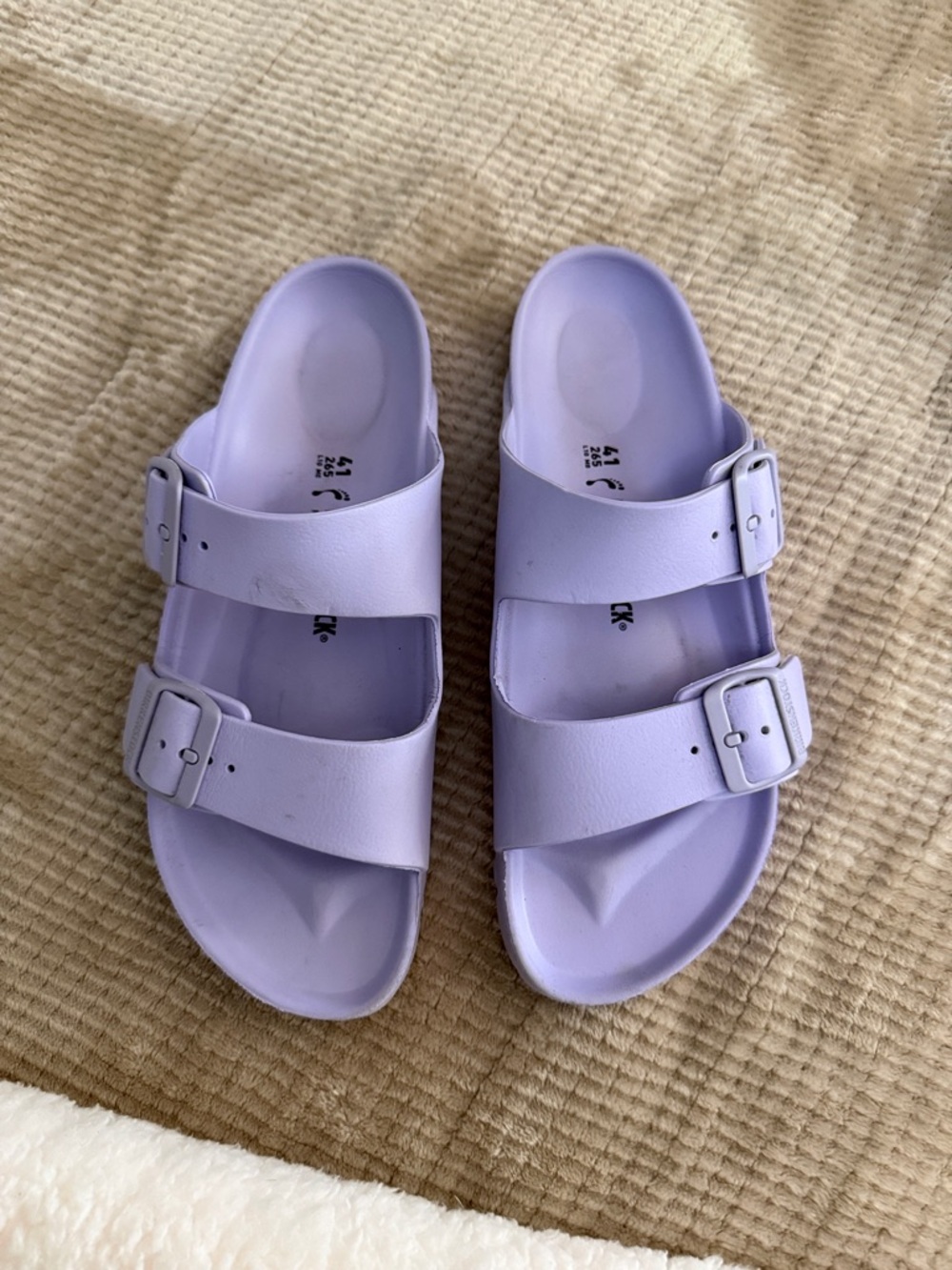 Birkenstock Lavender Double Buckle Slide Sandals